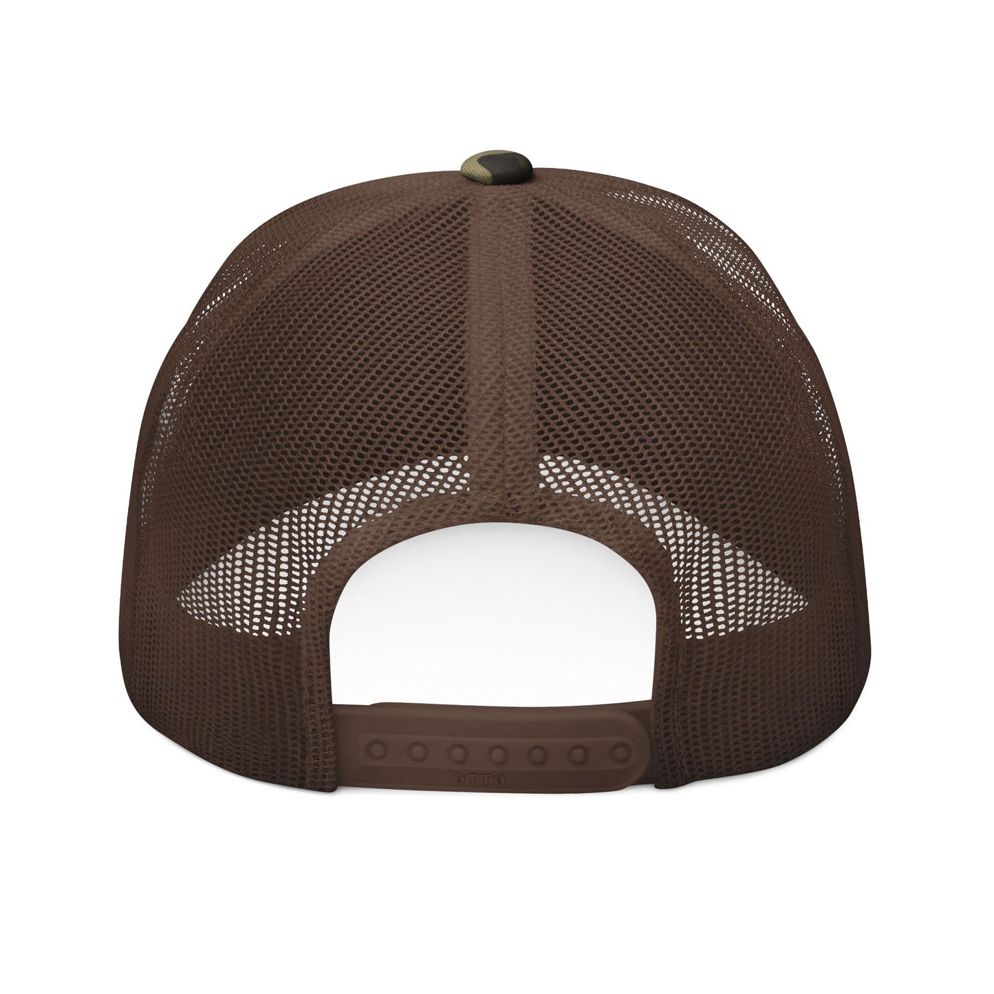 Not On My Watch Camo Trucker Hat — Embroidered Mesh Back Cap