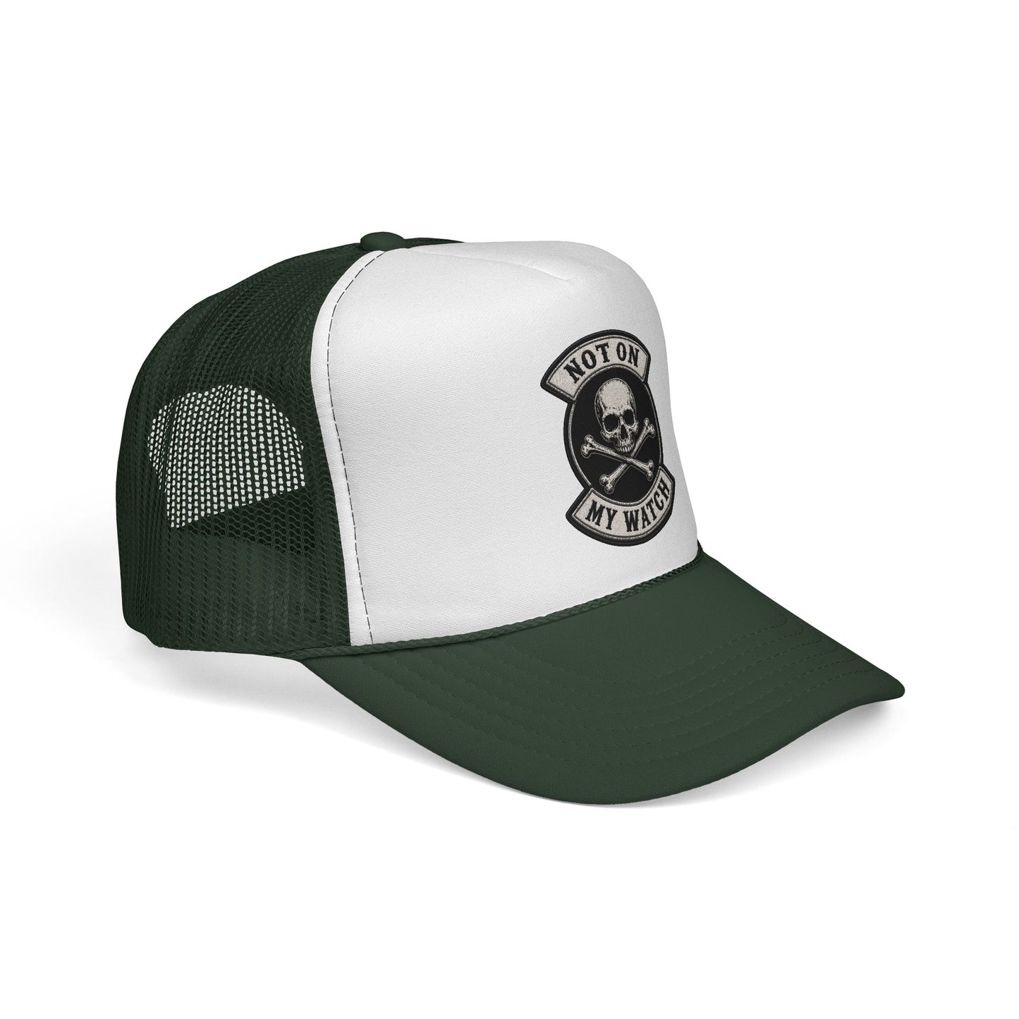 Not On My Watch Trucker Cap – Skull & Crossbones Patch Hat